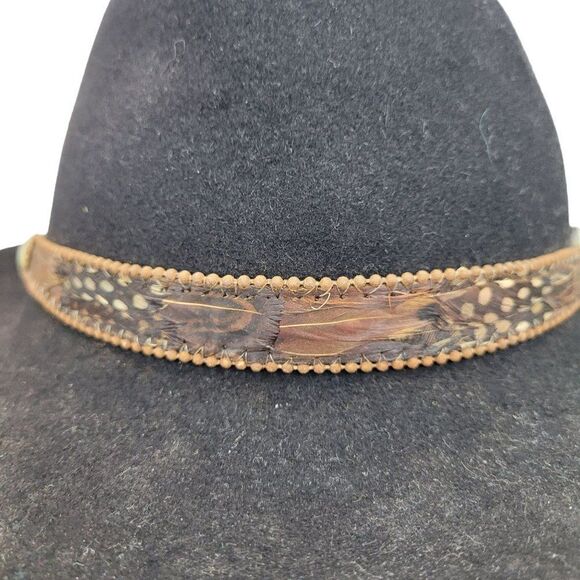 Vintage Magill Lee Cowboy Cowgirl‎ Hat S Black Fur Felt Pheasant Feather Fedora - Picture 5 of 16